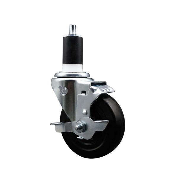 4'' SS Hard Rubber Swivel 1-1/2'' Expanding Stem Caster with Brake